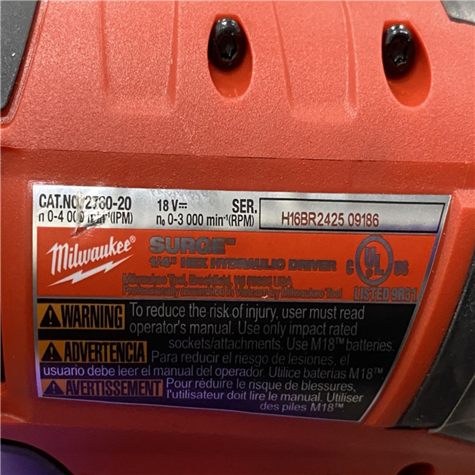 AS-IS Milwaukee  FUEL SURGE 18V Lithium-Ion Brushless Cordless 1/4 in. Hex Impact Driver (Tool-Only)