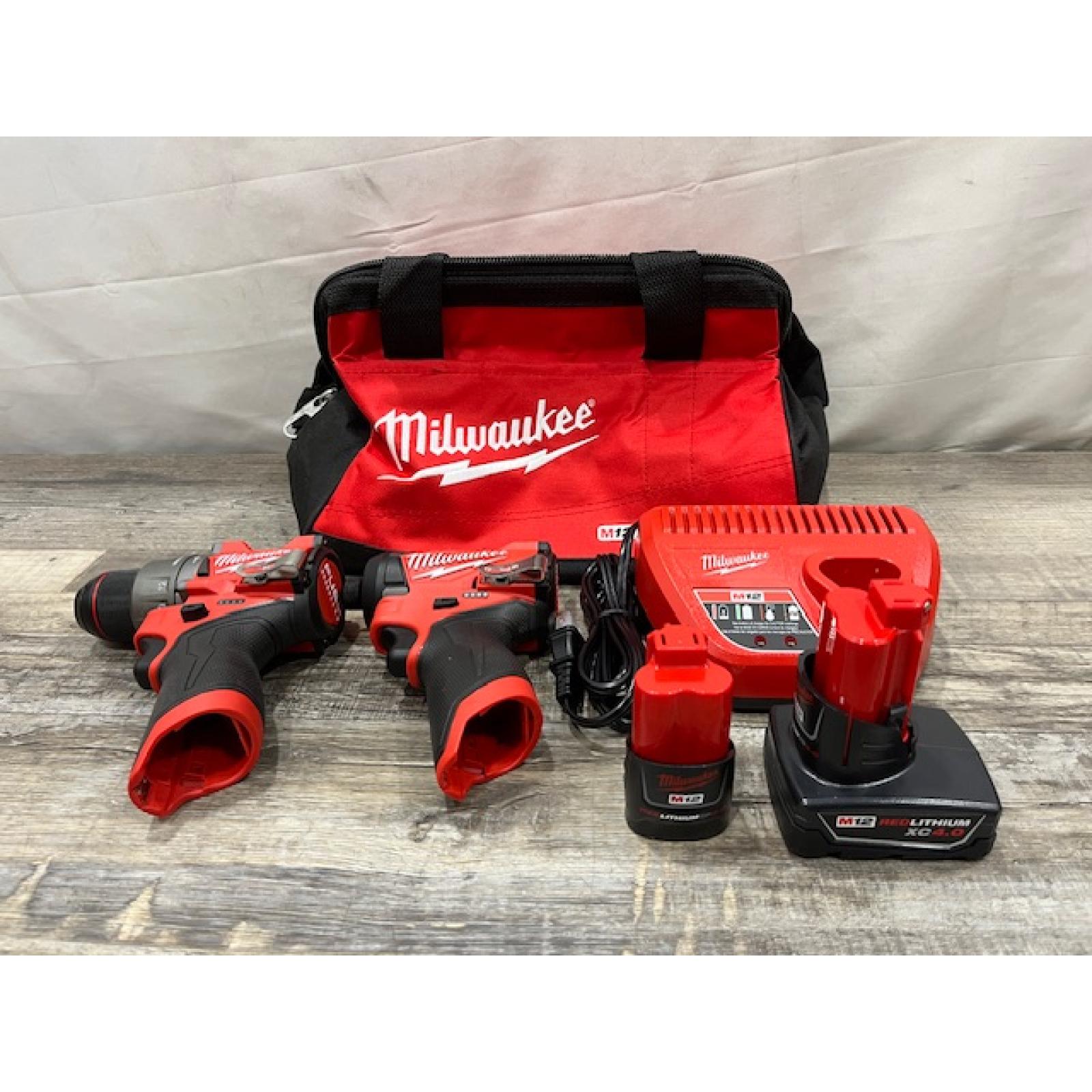 AS-IS Milwaukee FUEL 12-Volt Lithium-Ion Brushless Cordless Hammer Drill and Impact Driver Combo Kit