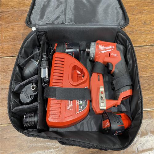 AS-IS Milwaukee M12 FUEL 12V Lithium-Ion Brushless Cordless 4-in-1 Installation 3/8 in. Drill Driver Kit with 4-Tool Heads