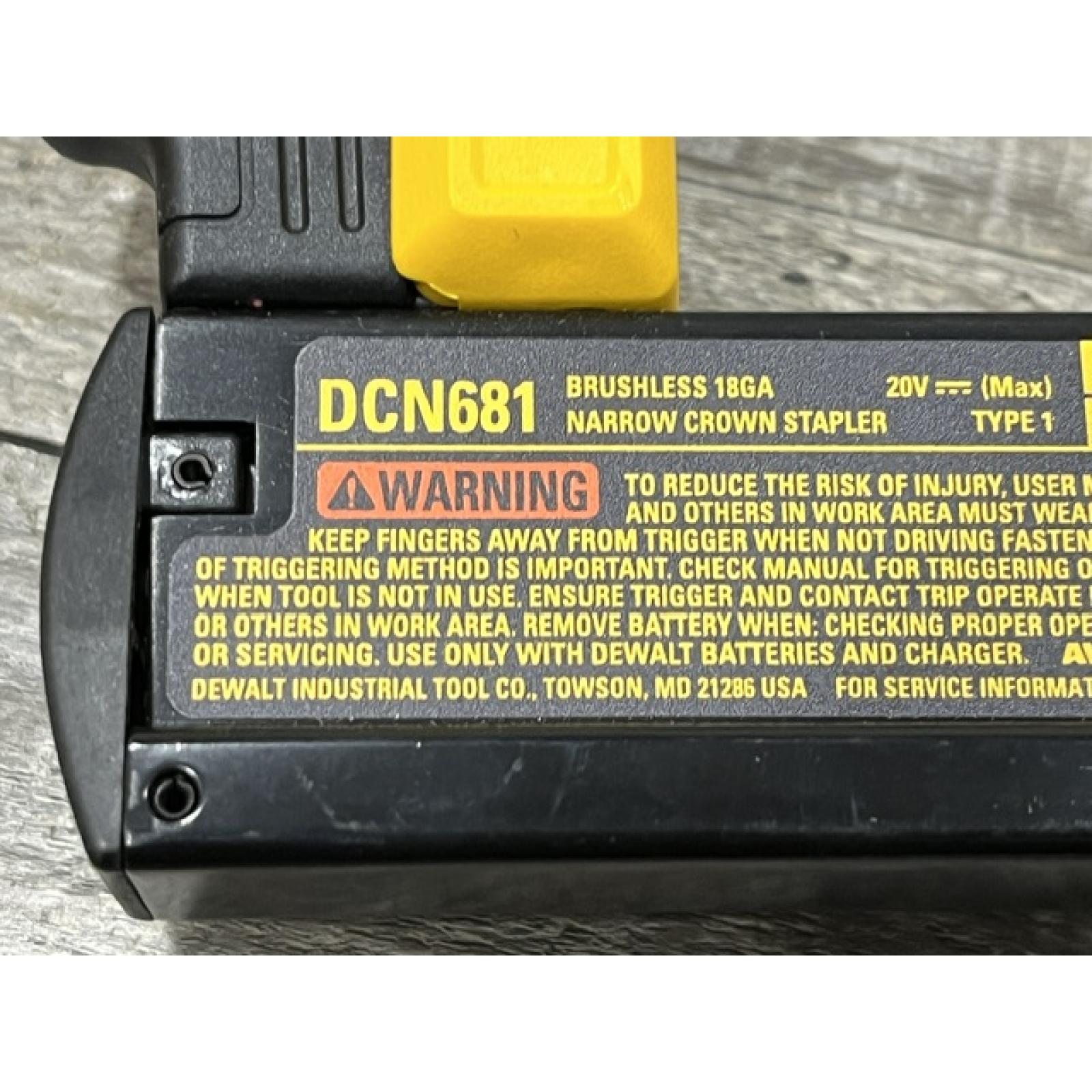 AS-IS DEWALT Cordless 18-Gauge Narrow Crown Stapler (Tool Only)