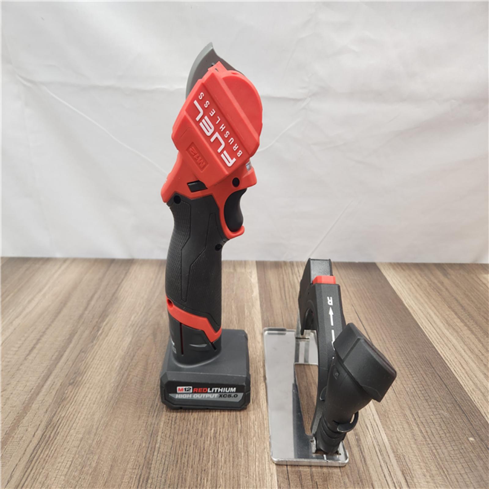AS-IS-Milwaukee M12 FUEL 12V Lithium-Ion Brushless Cordless 3-Inch Cut-Off Saw with 2 M12 XC5.0 Batteries