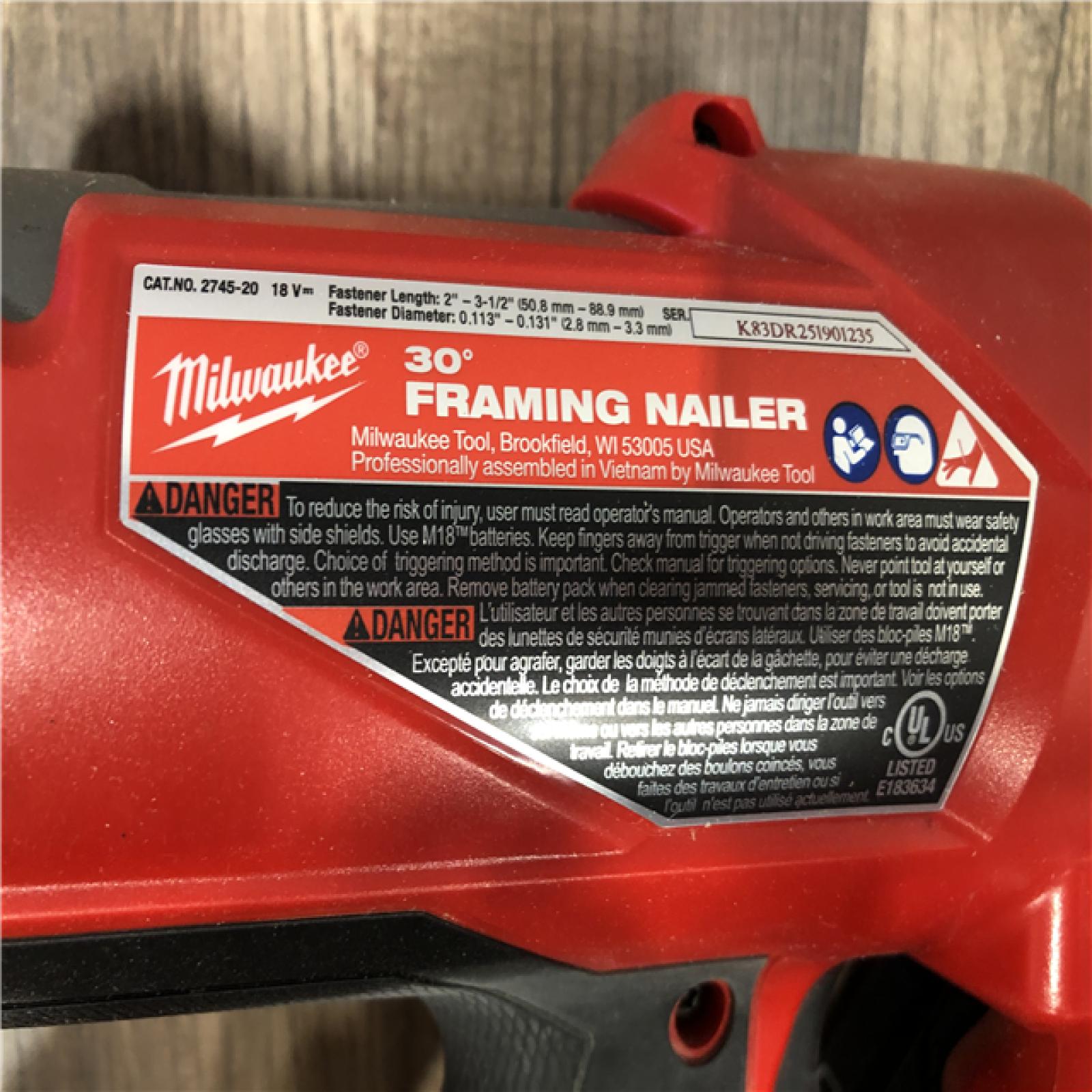 AS-IS Milwaukee FUEL 3-1/2 in. 18-Volt 30-Degree Lithium-Ion Brushless Cordless Framing Nailer (Tool-Only)