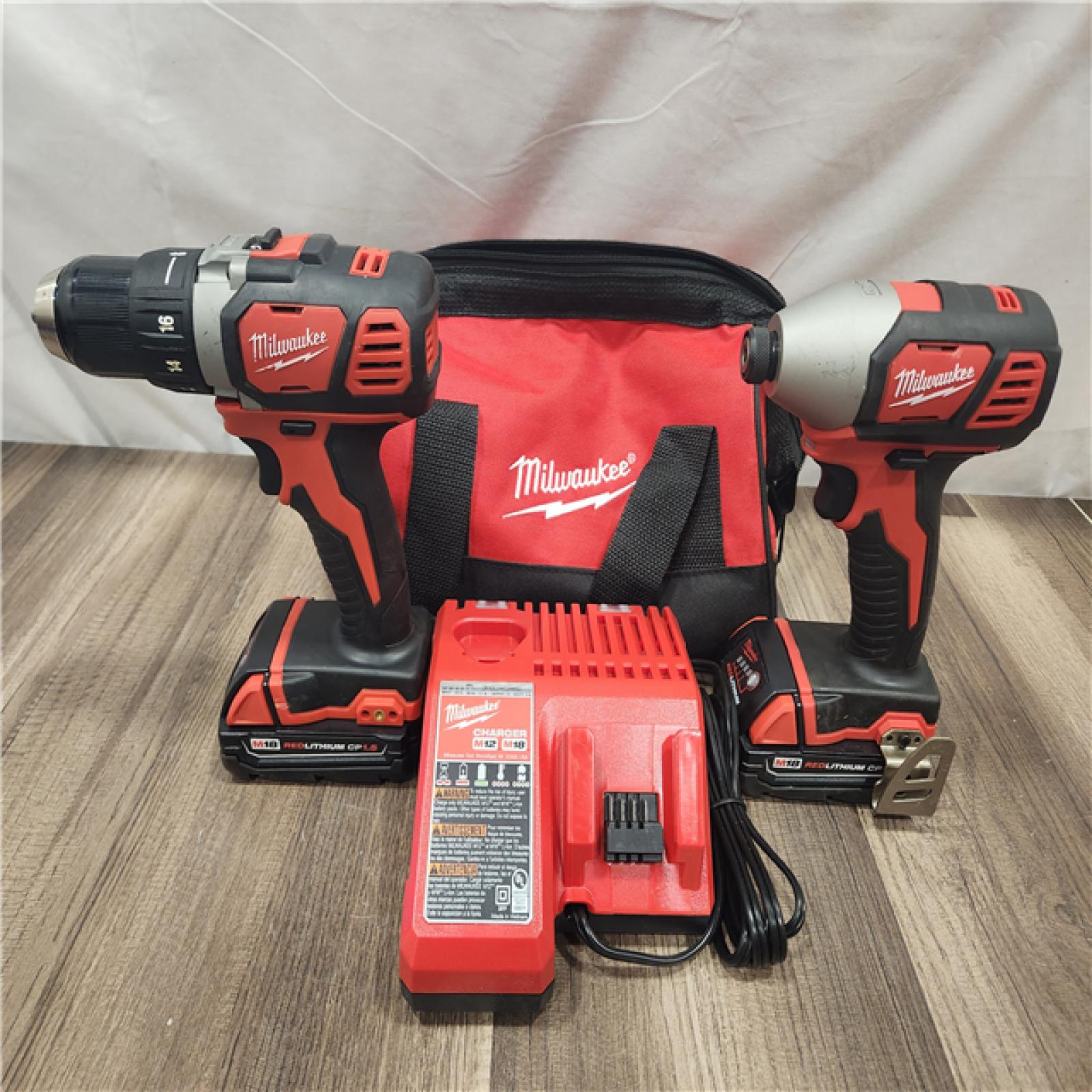 AS-IS- Milwaukee 18V Cordless Brushed 2-Tool Drill/Driver and Impact Driver Kit