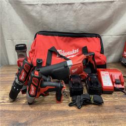 AS-IS MILWAUKEE M18 18V Lithium-Ion Cordless Combo Tool Kit with Two 3.0Ah Batteries, 1-Charger, 1-Tool Bag (4-Tool)
