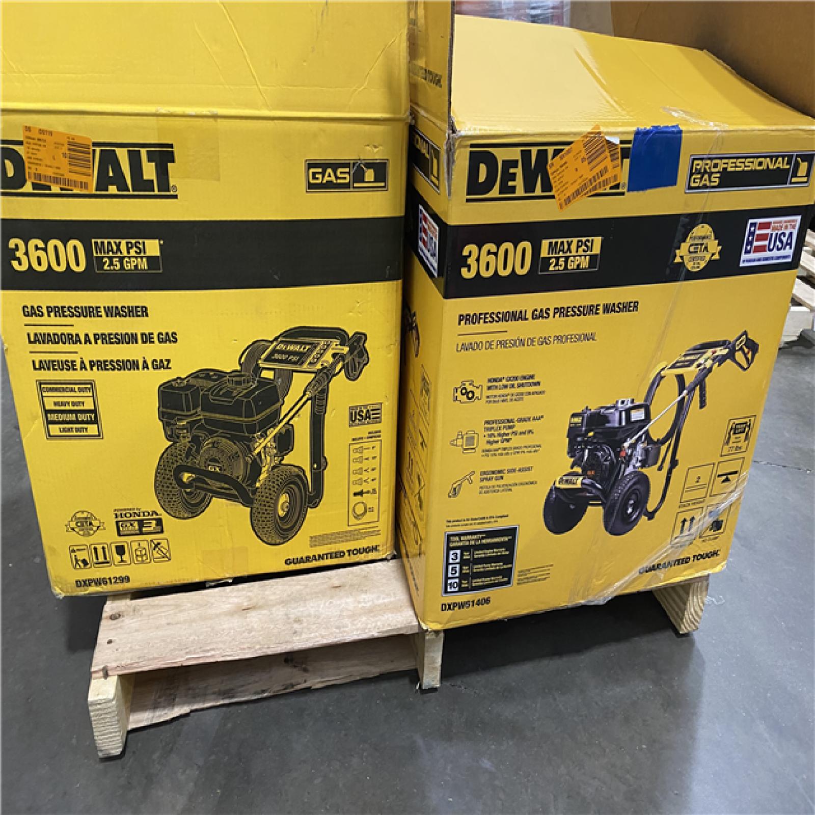 Dallas Location - As-Is DEWALT3600 PSI 2.5 GPM Gas Pressure Washer (Lot Of 2)