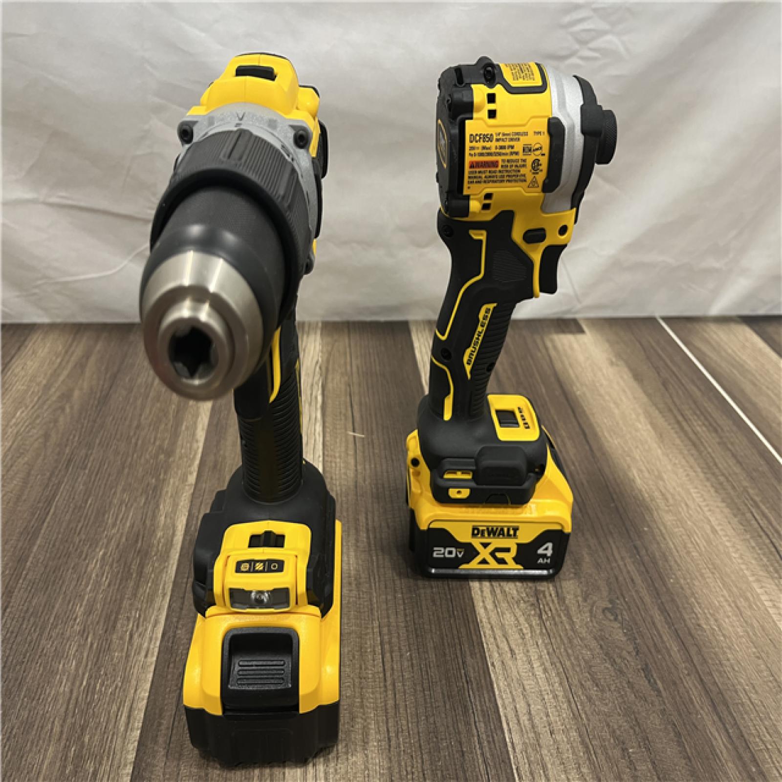 AS-IS DEWALT 20V MAX XR Hammer Drill and ATOMIC Impact Driver 2 Tool Cordless Combo Kit with (2) 4.0Ah Batteries, Charger, and Bag