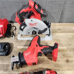 HOUSTON LOCATION - AS-IS Milwaukee M18 18-Volt Lithium-Ion Brushless Cordless Combo Kit (4-Tool) with 2-Batteries, 1-Charger and Tool Bag