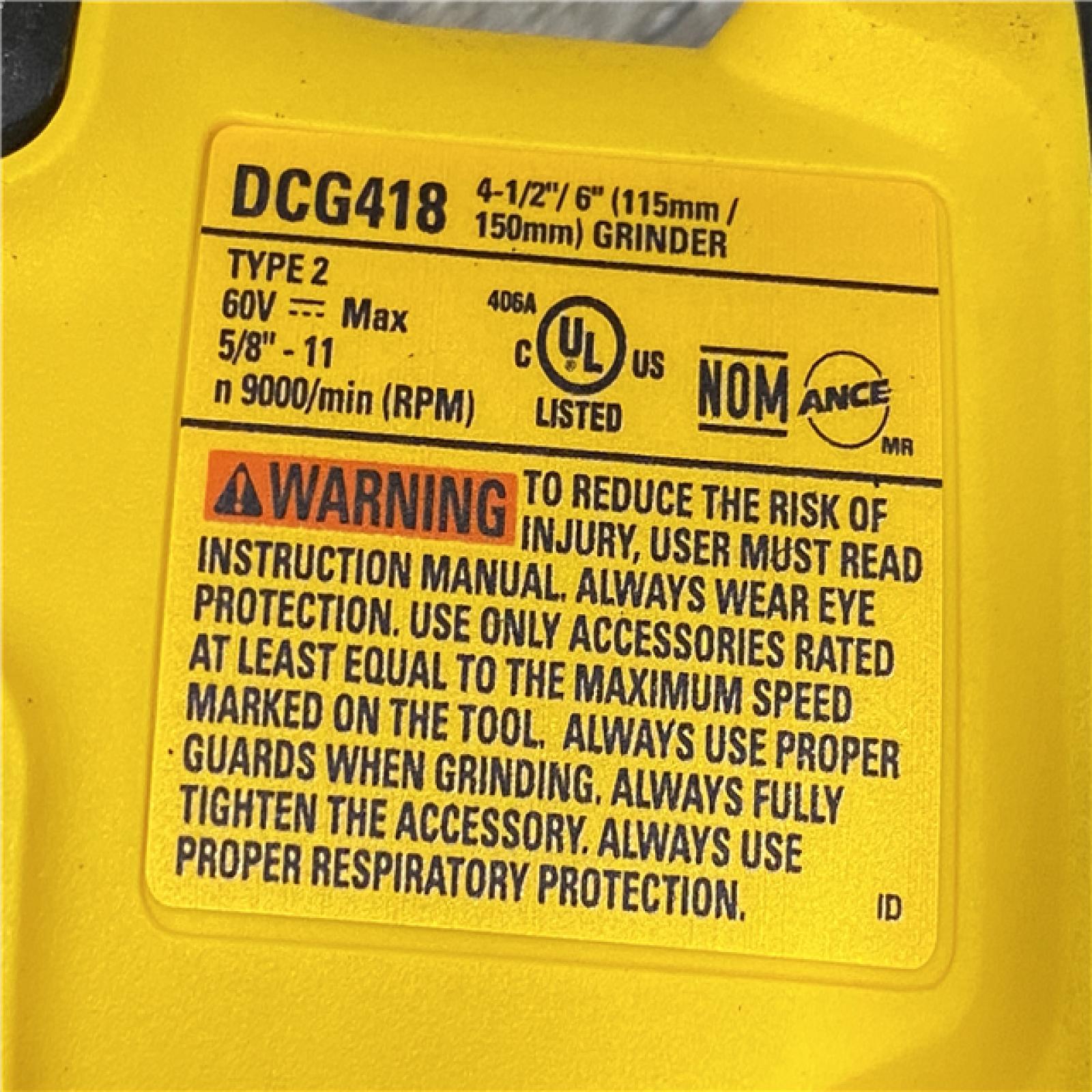 AS-IS DEWALT 60V MAX Cordless Brushless 4.5 in. to 6 in. Small Angle Grinder with Kickback Brake (Tool Only)