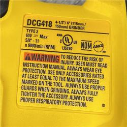 AS-IS DEWALT 60V MAX Cordless Brushless 4.5 in. to 6 in. Small Angle Grinder with Kickback Brake (Tool Only)