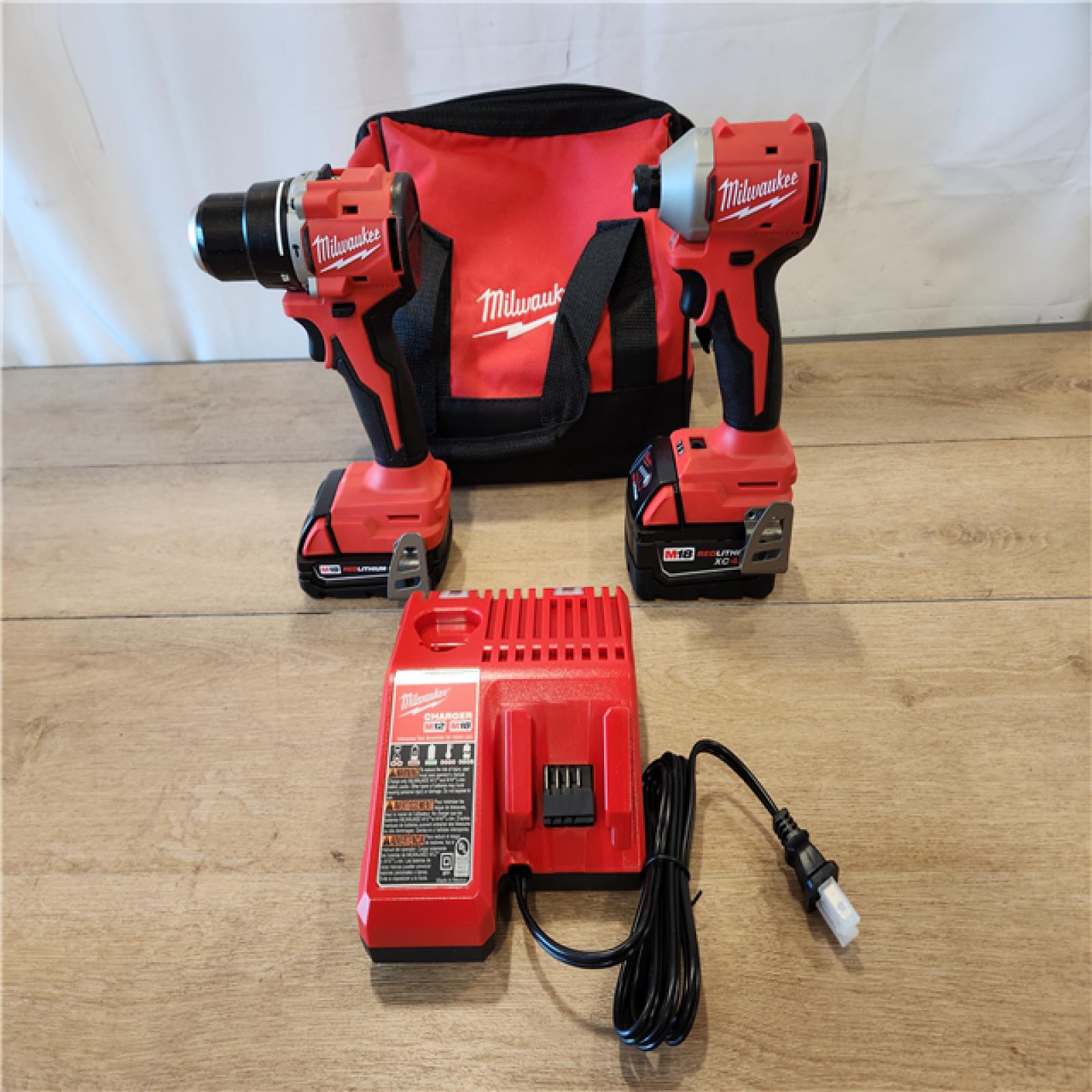 AS-IS- Milwaukee  18-Volt Lithium-Ion Brushless Cordless Compact Hammer Drill/Impact Combo Kit