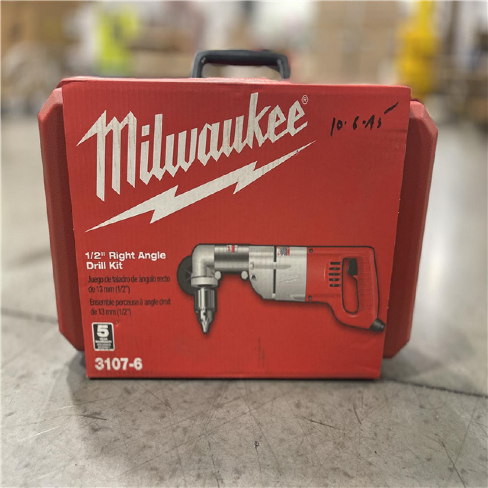 NEW!- Milwaukee 7 Amp Corded 1/2 in. Corded Right-Angle Drill Kit with Hard Case