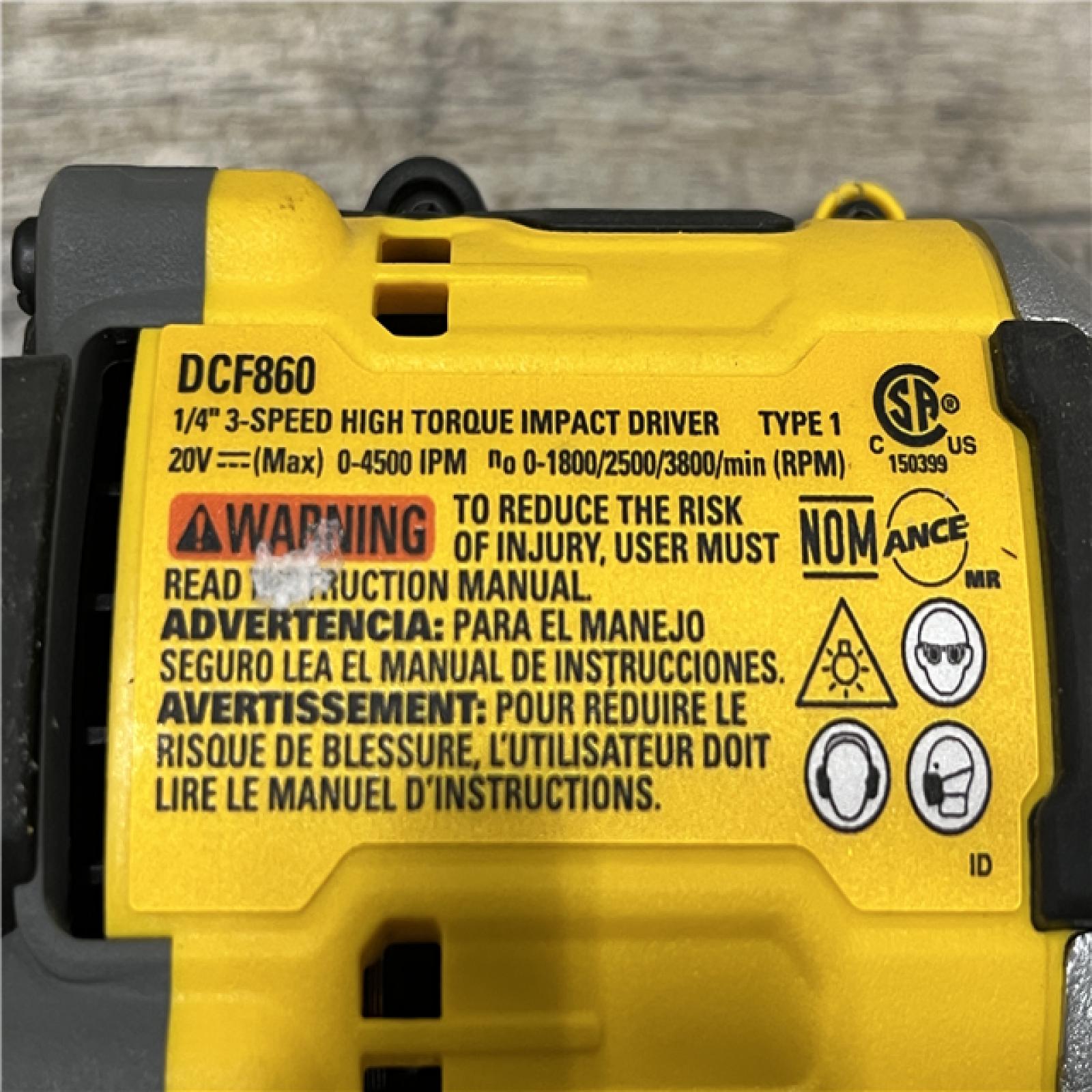 AS-IS DEWALT 20V MAX XR Lithium-Ion Brushless Cordless 3-Speed High Torque 1/4 in. Impact Driver Kit