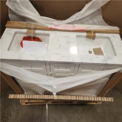 Phoenix NEW Home Decorators Collection Doveton 60 in. Double Sink Freestanding White Bath Vanity with White Engineered Marble Top (Assembled)