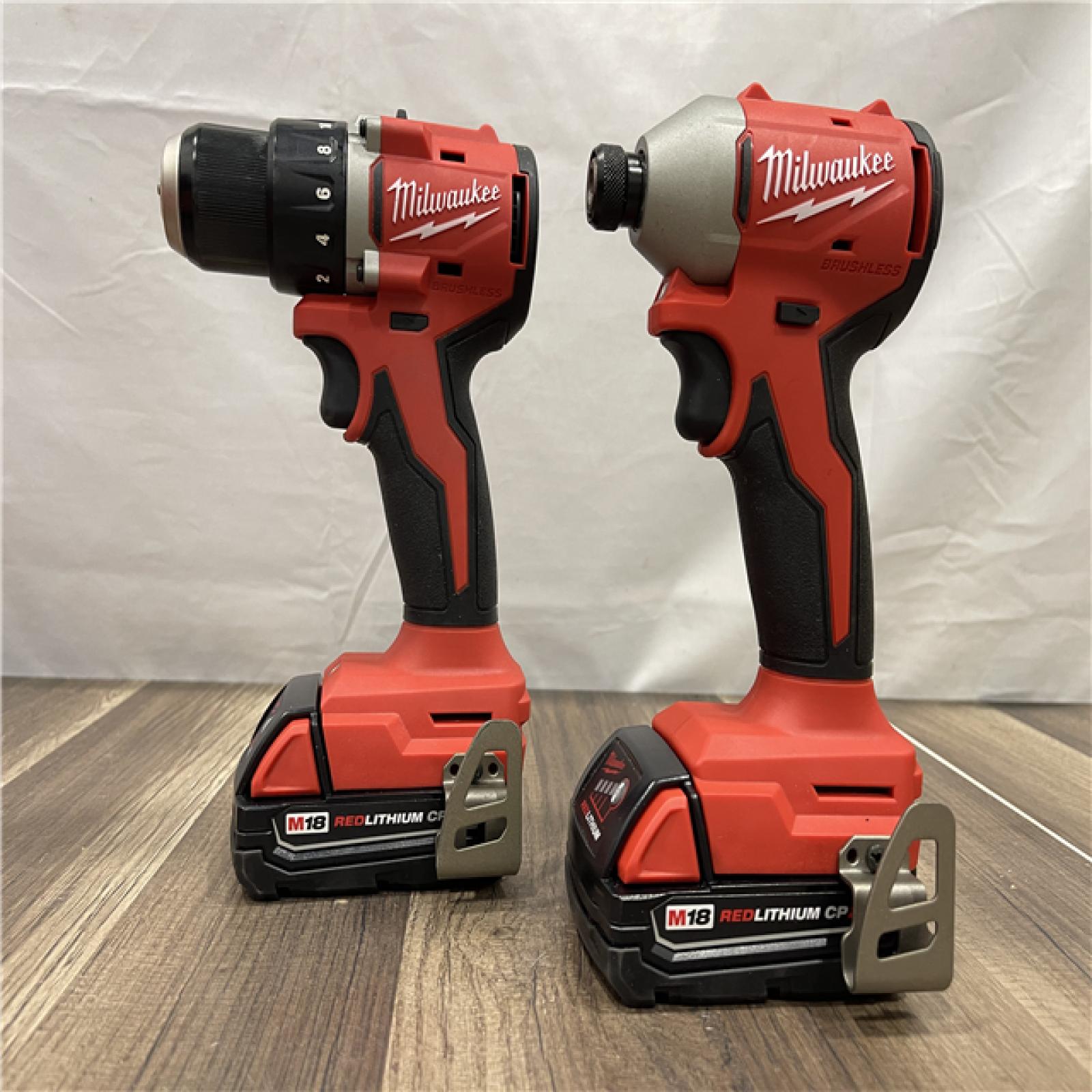 AS-IS Milwaukee M18 18V Lithium-Ion Brushless Cordless Compact Drill/Impact Combo Kit