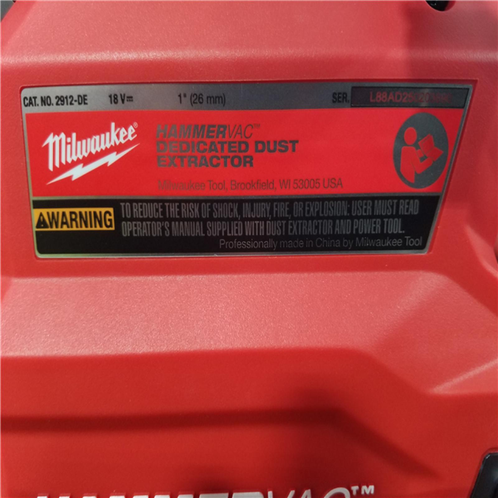California NEW Milwaukee 1 SDS Plus Rotary Hammer & Hammervac Dedicated Dust Extractor Kit  Includes (2) Batteries  Charger & Hard Case