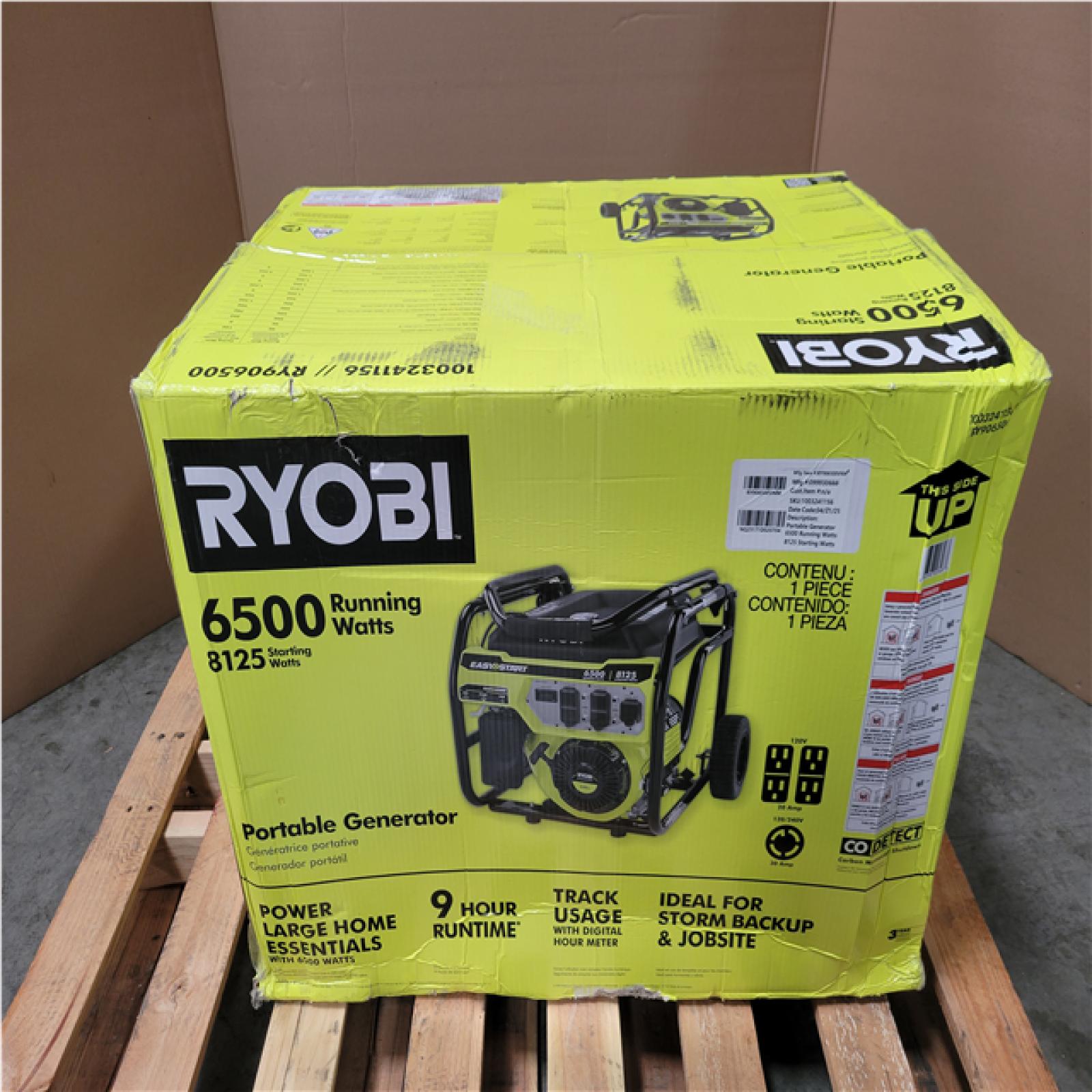 CALIFORNIA NEW RYOBI 6 500-Watt Gasoline Powered Portable Generator
