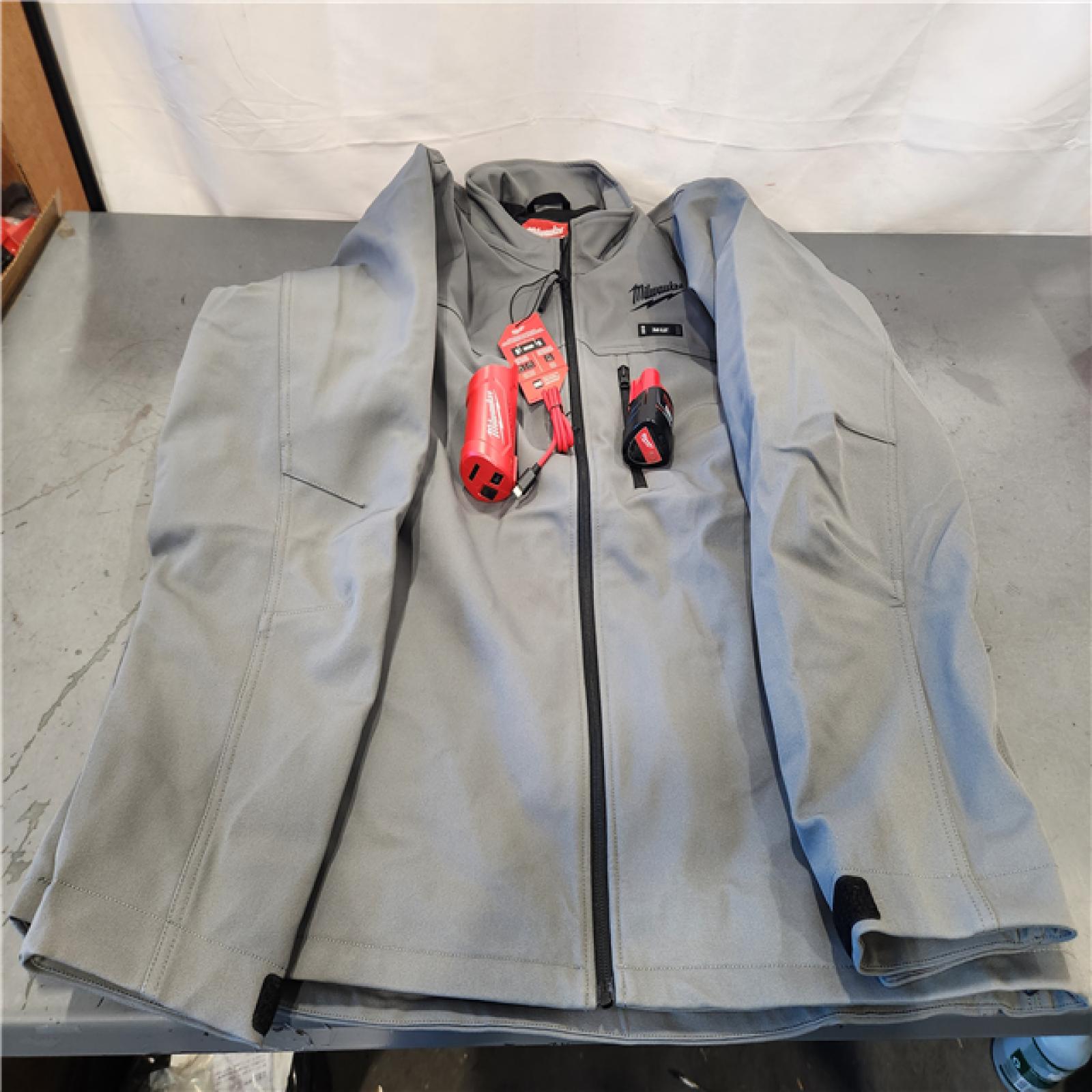 AS-IS- Men's 2X-Large M12 12V Lithium-Ion Cordless TOUGHSHELL Gray Heated Jacket with (1) 3.0 Ah Battery and Charger
