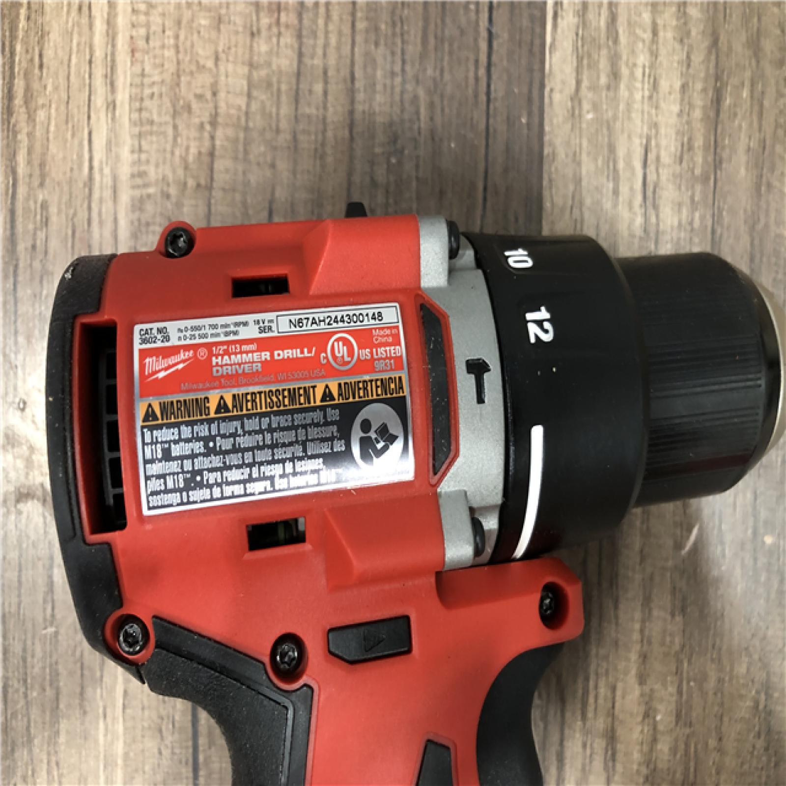 AS-IS Milwaukee 18V Lithium-Ion Brushless Cordless 1/2 in. Compact Hammer Drill/Driver (Tool-Only)