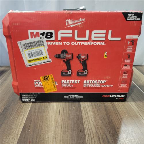 AS-IS  Milwaukee M18 FUEL 18V Lithium-Ion Brushless Cordless Hammer Drill and Impact Driver Combo Kit (2-Tool) with 2 Batteries