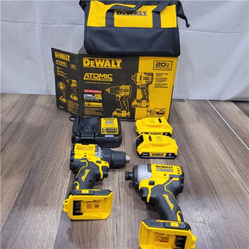 AS-IS DEWALT ATOMIC 20-Volt MAX Lithium-Ion Cordless Combo Kit (2-Tool) with (2) 2.0Ah Batteries, Charger and Bag