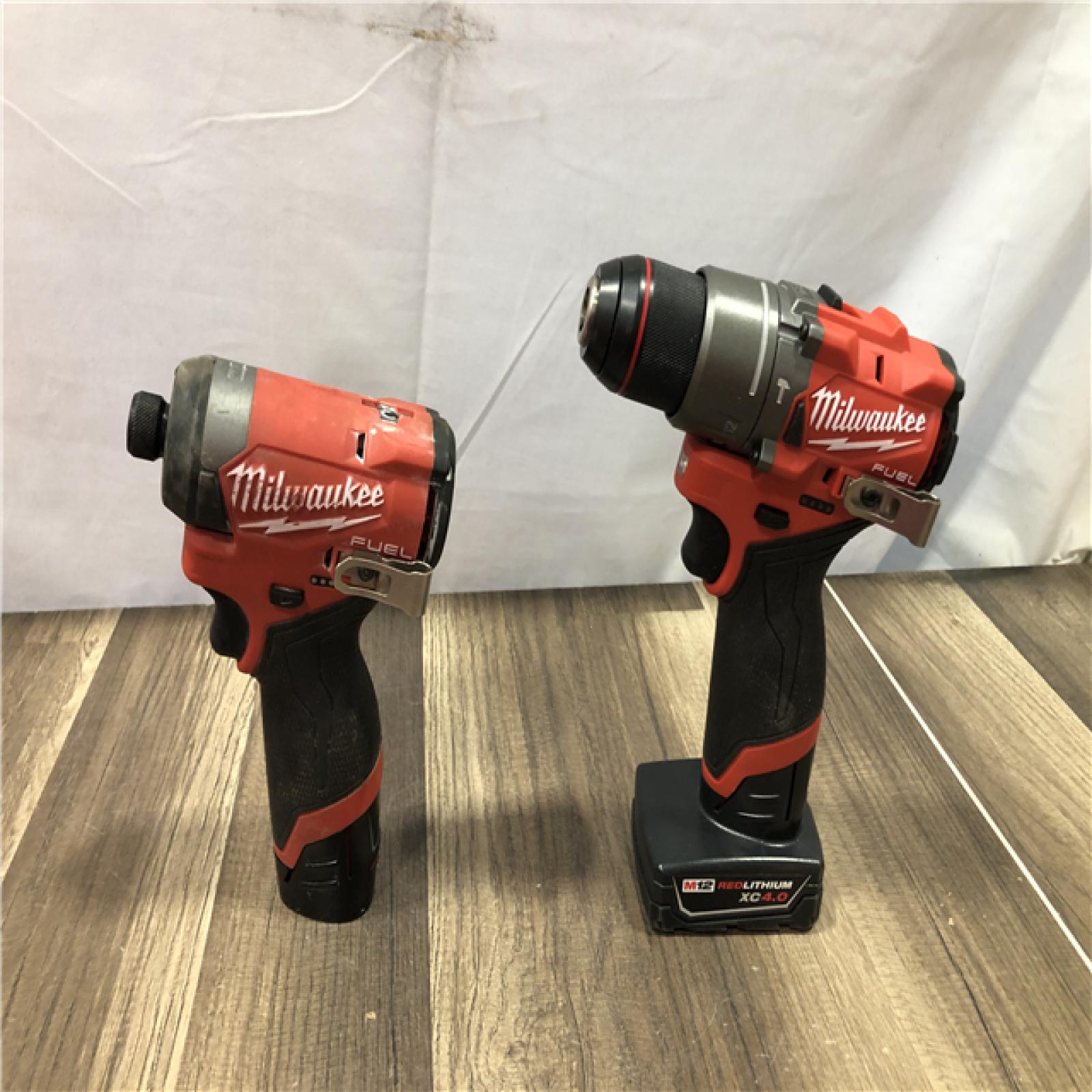 AS-IS Milwaukee FUEL 12-Volt Lithium-Ion Brushless Cordless Hammer Drill and Impact Driver Combo Kit