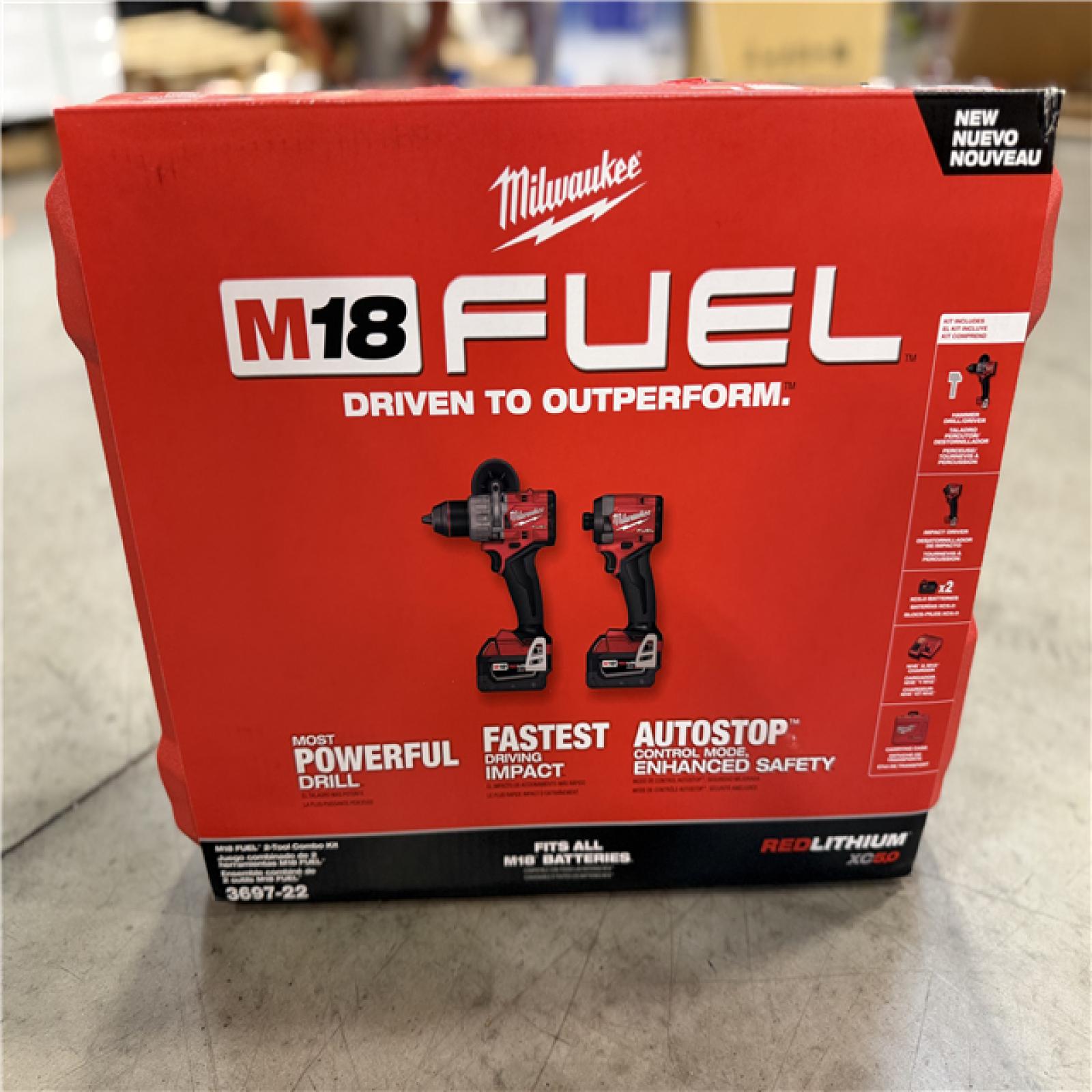 NEW! - Milwaukee M18 FUEL 18V Lithium-Ion Brushless Cordless Hammer Drill and Impact Driver Combo Kit (2-Tool) with 2 Batteries