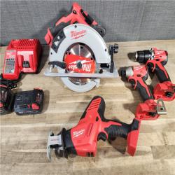 HOUSTON LOCATION - AS-IS MILWAUKEE 4 TOOL COMBO KIT W/ (2) BATTERY & CHARGER