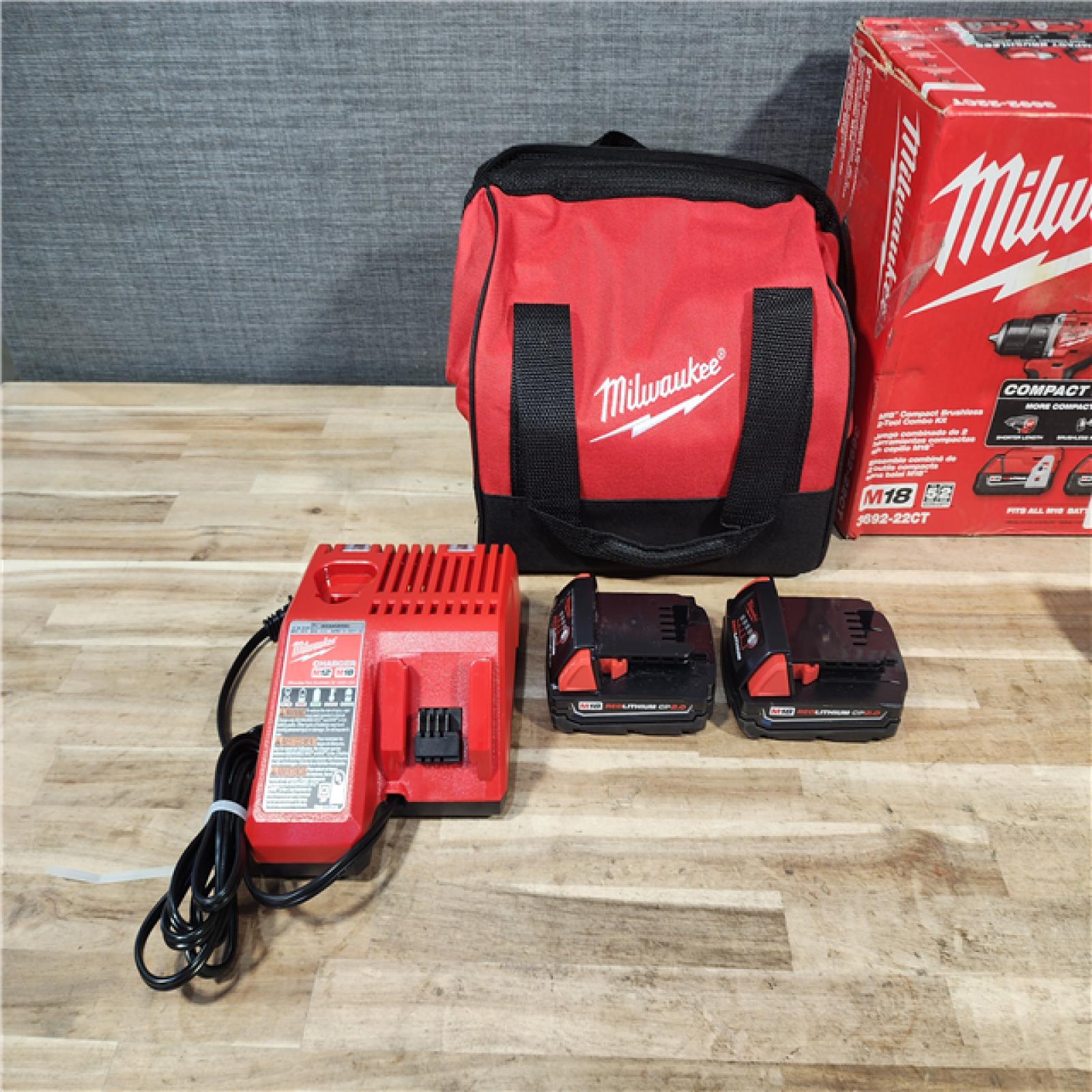 HOUSTON LOCATION - AS-IS Milwaukee M18 18V Lithium-Ion Brushless Cordless Compact Drill/Impact Combo Kit