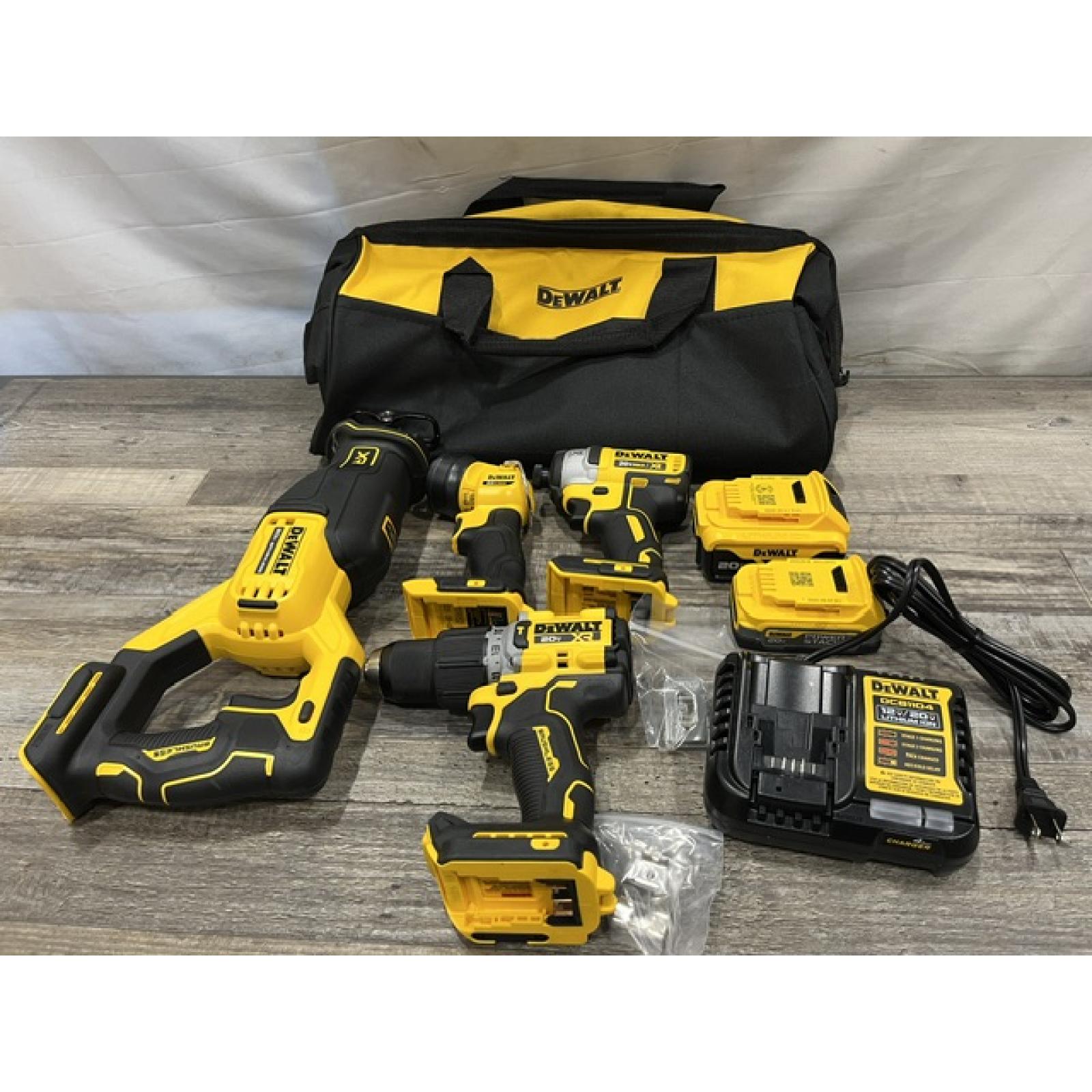 AS-IS Dewalt DCK449E1P1 20V MAX XR Brushless Lithium-Ion 4-Tool Combo Kit with (1) 1.7 Ah and (1) 5 Ah Battery