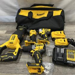 AS-IS Dewalt DCK449E1P1 20V MAX XR Brushless Lithium-Ion 4-Tool Combo Kit with (1) 1.7 Ah and (1) 5 Ah Battery