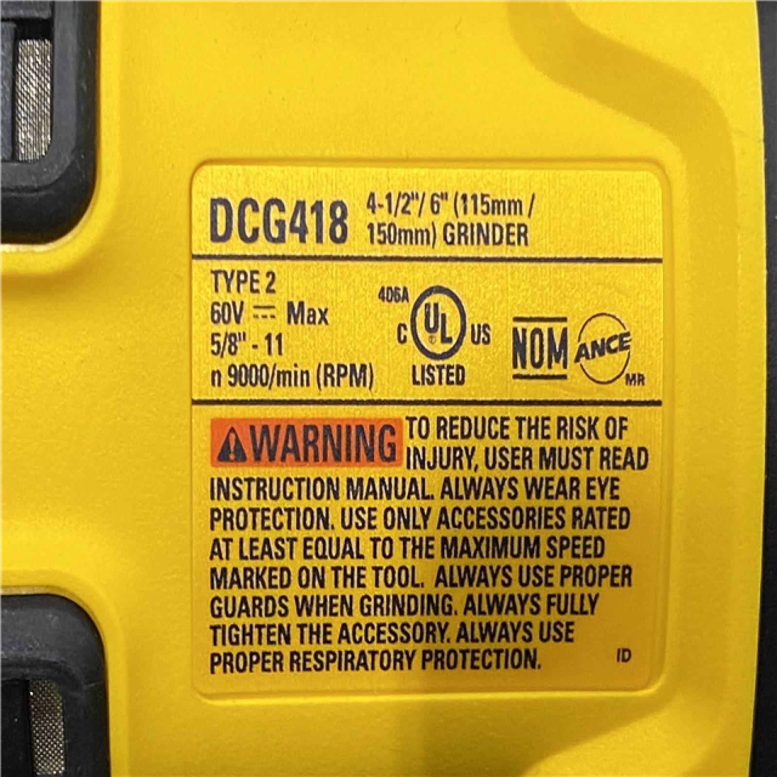 AS-IS DEWALT 60V MAX Cordless Brushless 4.5 in. to 6 in. Small Angle Grinder with Kickback Brake (Tool Only)