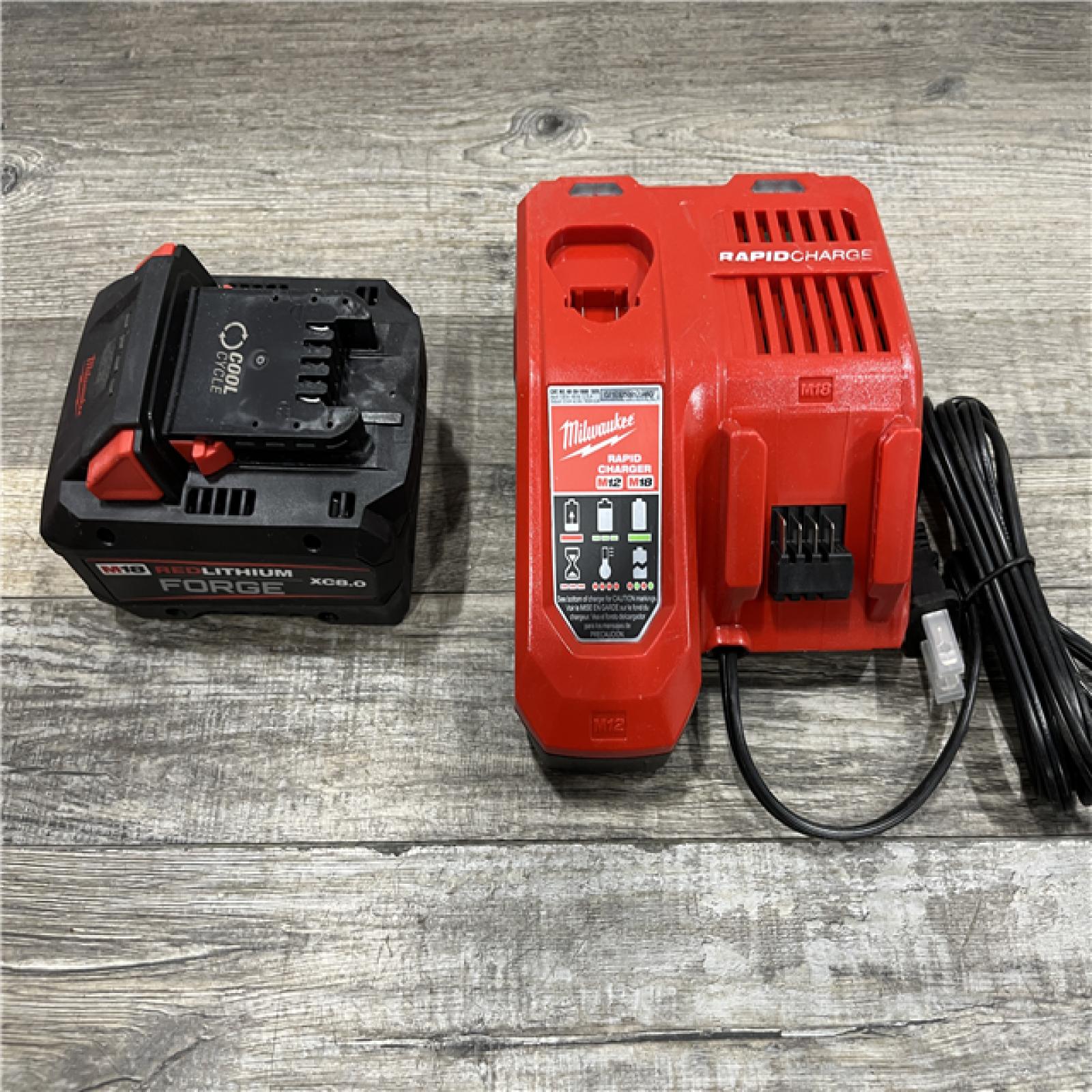 AS-IS Milwaukee 18-Volt Lithium-Ion REDLITHIUM FORGE Starter Kit with 8.0Ah Battery and Rapid Charger