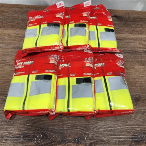 NEW! Milwaukee 48-73-5022 Polyester Safety Vest High Visibility  Yellow L/XL (6 UNITS)