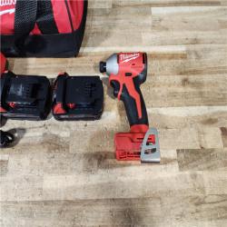 HOUSTON LOCATION - AS - IS Milwaukee 18V Lithium-Ion Brushless Cordless 1/4 in. Impact Driver Kit