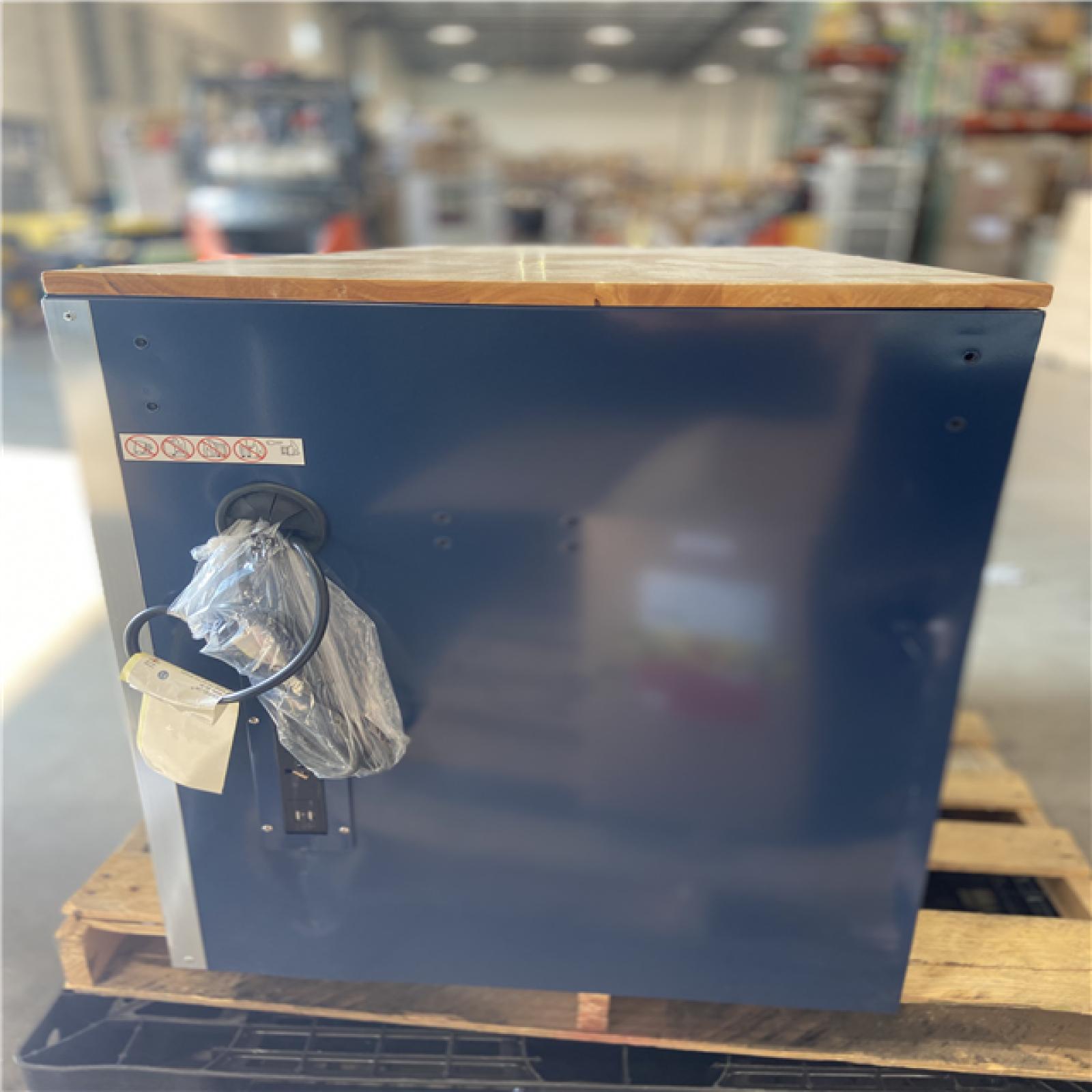 DALLAS LOCATION - Husky 52 in. W x 25 in. D 10-Drawer Mobile Workbench Tool Chest with Solid Wood Work Top in Gloss Blue