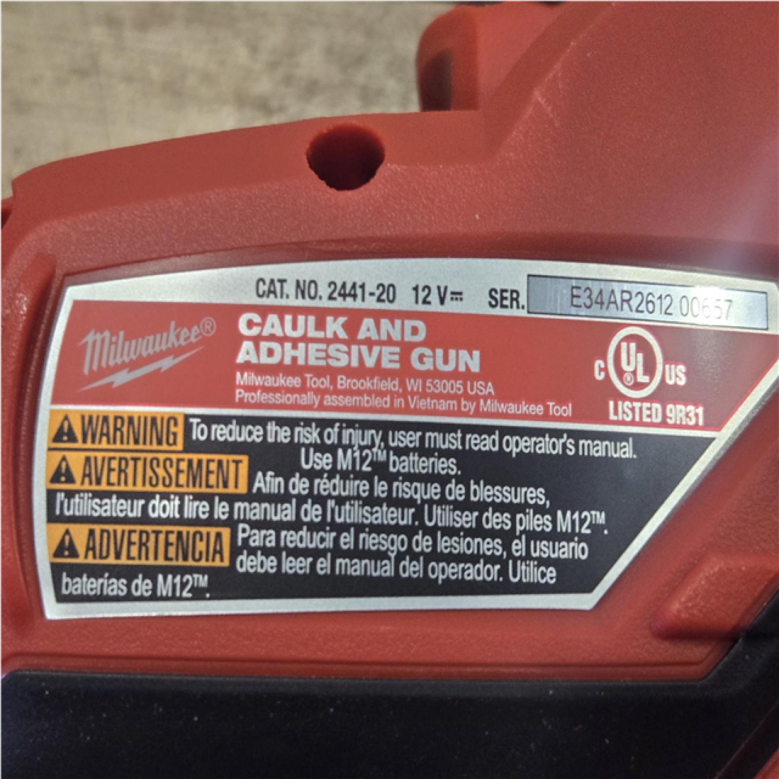 AS-IS Milwaukee 12V Lithium-Ion Cordless 10 oz. Adhesive and Caulk Gun (Tool-Only)