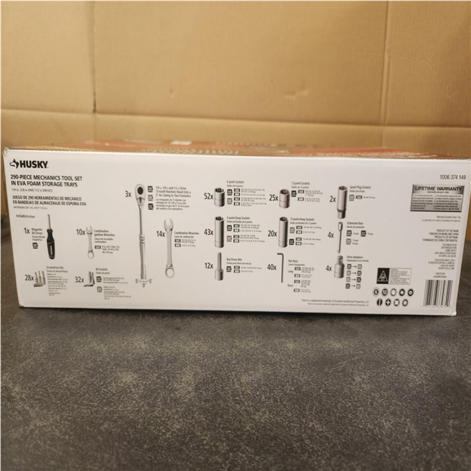 Phoenix NEW Husky Mechanics Tool Set in EVA Trays (290-Piece) (SEALED)