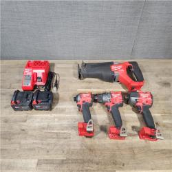 HOUSTON LOCATION - AS-IS MILWAUKEE 4 TOOL COMBO KIT W/ (2) BATTERY & CHARGER