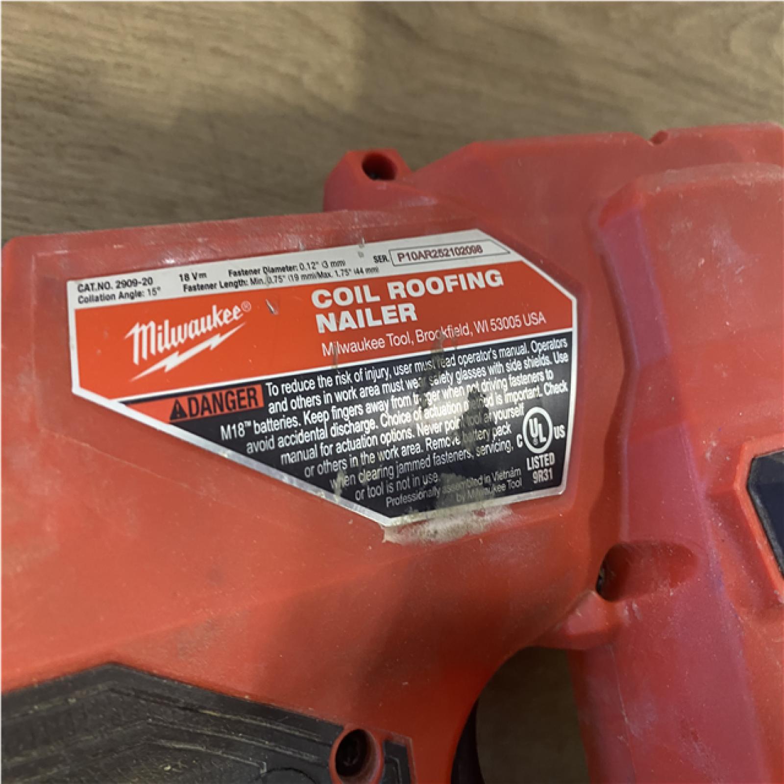 AS-IS Milwaukee FUEL 18-Volt Lithium-Ion Brushless Cordless Coil Roofing Nailer (Tool Only)