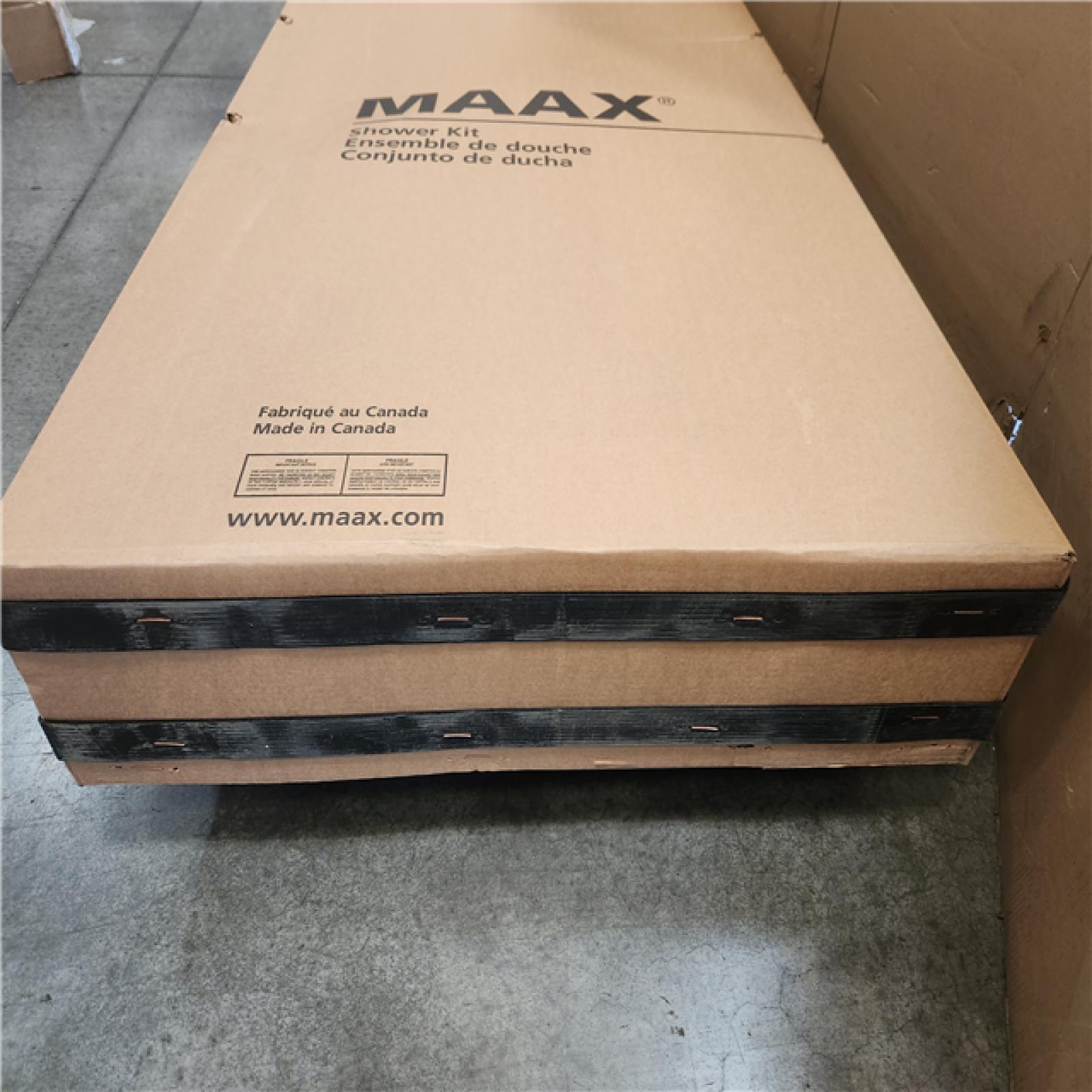 Phoenix NEW MAAX Cyrene 34 in. L x 34 in. W x 76 in. H Corner Center Drain Shower Stall/Kit in White with Clear glass in Brushed Nickel (SEALED)
