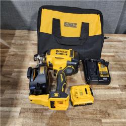 Houston Location AS-IS DEWALT 20V MAX Lithium-Ion 15-Degree Electric Cordless Roofing Nailer Kit