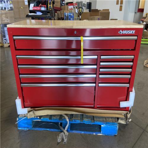 DALLAS LOCATION -Husky Modular Tool Storage 52 in. W x 20 in. D Standard Duty Red Mobile Workbench Cabinet
