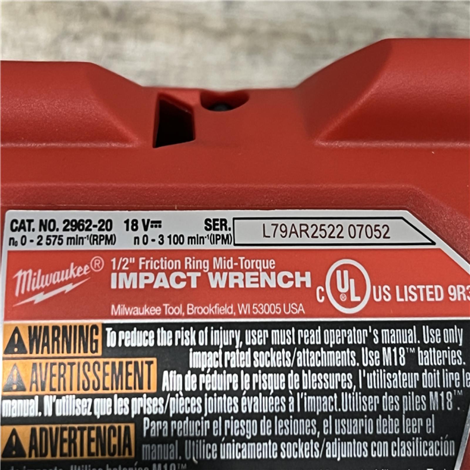 AS-IS Milwaukee FUEL 18V Lithium-Ion Brushless Cordless 1/2 in. Mid-Torque Impact Wrench with Friction Ring Kit