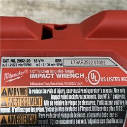 AS-IS Milwaukee FUEL 18V Lithium-Ion Brushless Cordless 1/2 in. Mid-Torque Impact Wrench with Friction Ring Kit