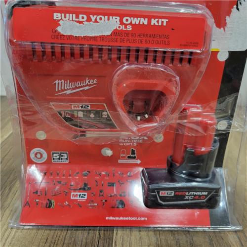 AS-IS   Milwaukee M12 12-Volt Lithium-Ion XC Battery Pack 4.0 Ah and Charger Starter Kit