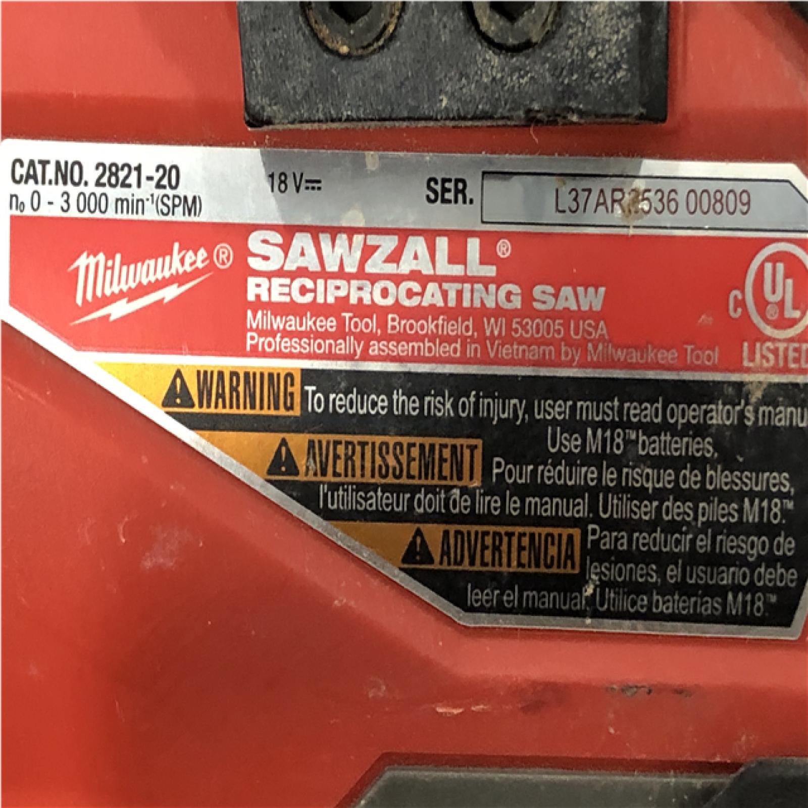 AS-IS Milwaukee FUEL GEN-2 18V Lithium-Ion Brushless Cordless SAWZALL Reciprocating Saw (Tool-Only)