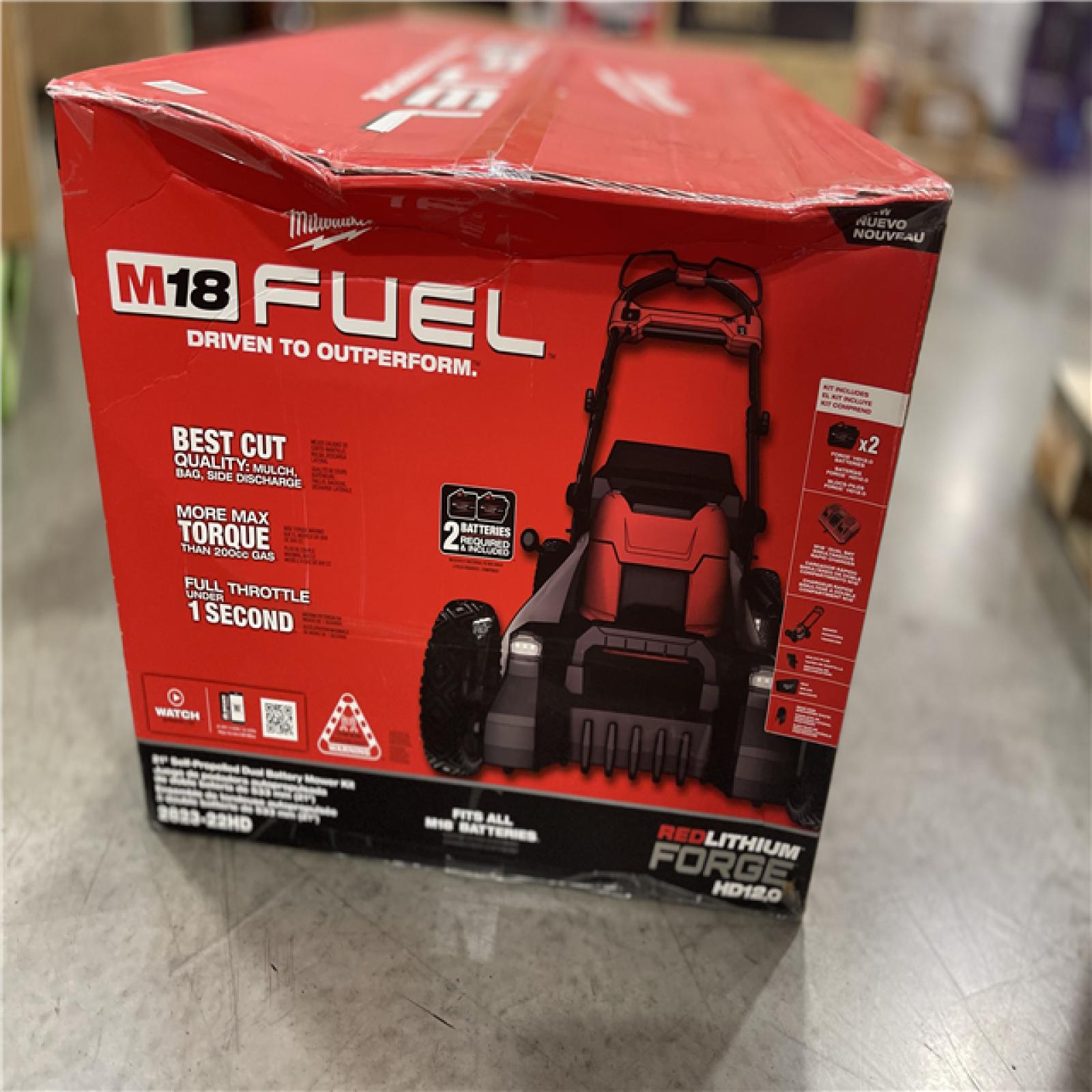 NEW!- Milwaukee M18 FUEL 21 Self-Propelled Dual Battery Mower Kit w/ (2) 12 Ah Forge Batteries & Dual Bay Rapid Charger