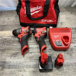 AS-IS Milwaukee FUEL 12-Volt Lithium-Ion Brushless Cordless Hammer Drill and Impact Driver Combo Kit