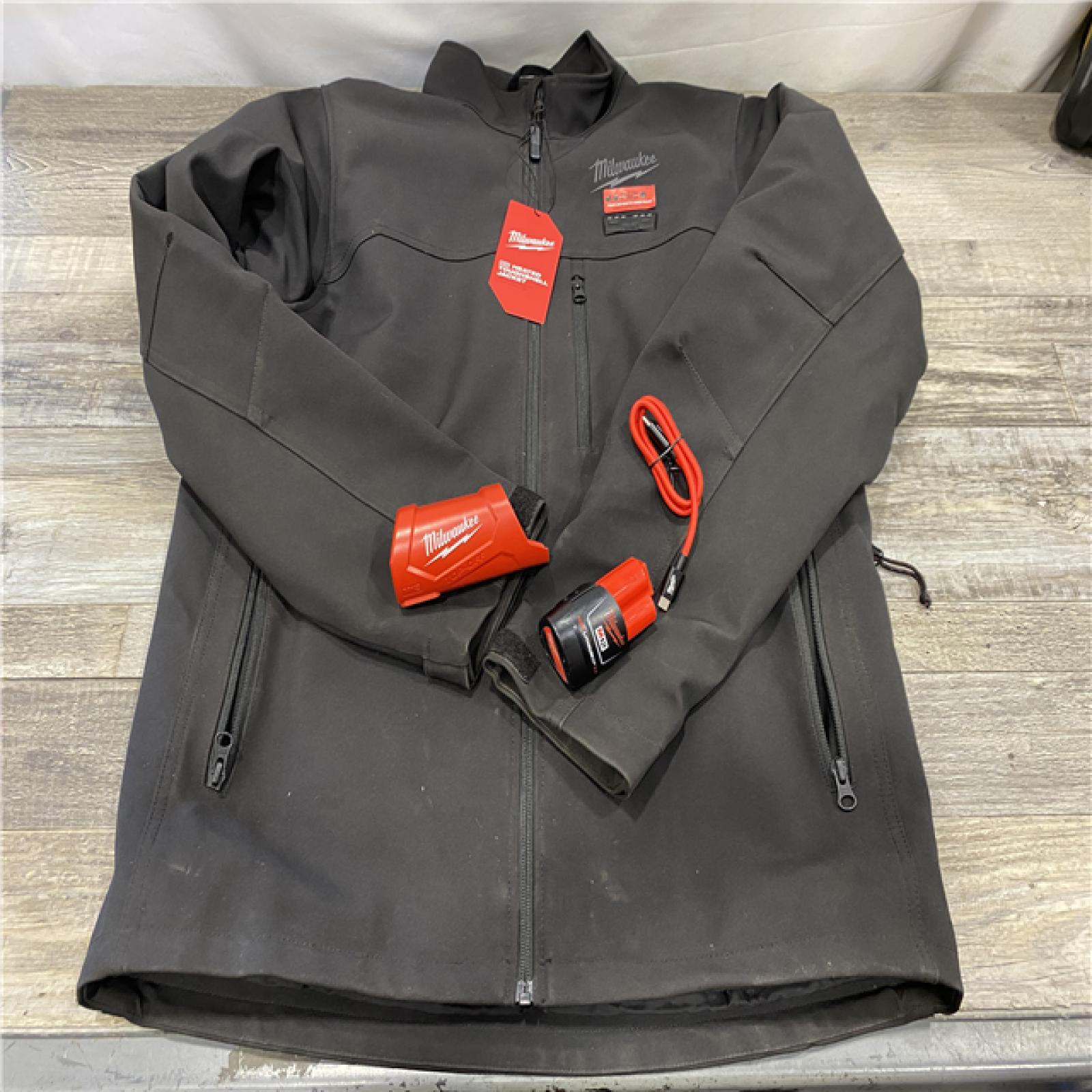 AS-IS Milwaukee Men's Medium 12-Volt Lithium-Ion Cordless Tough Shell Black Heated Jacket Kit