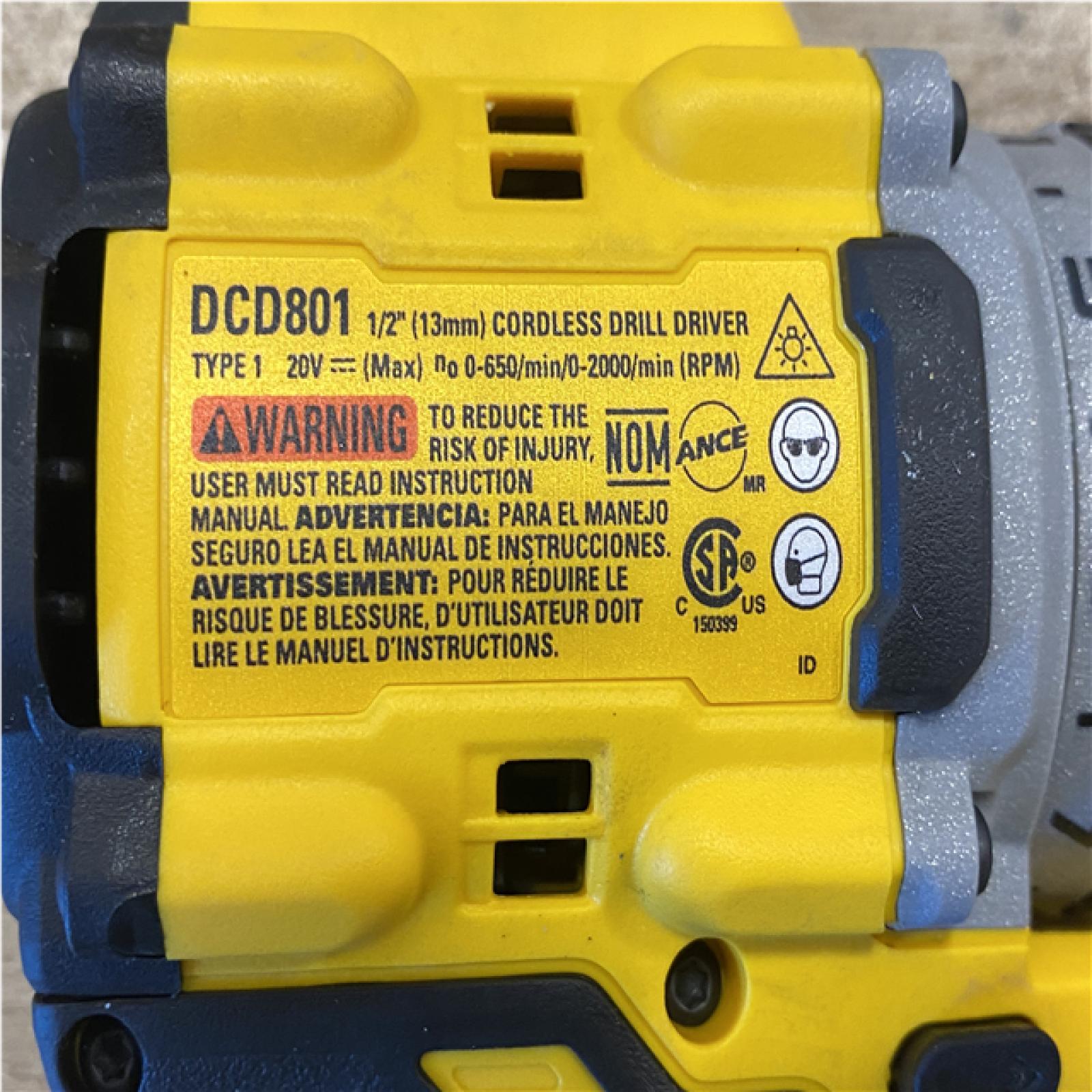AS-IS DEWALT 20V MAX XR Lithium-Ion Brushless Cordless 1/2 in. Drill/Driver Kit
